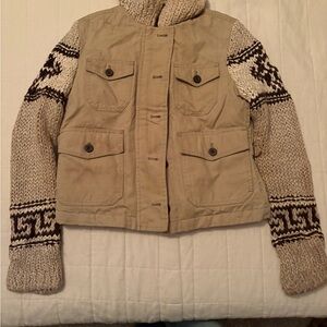 Vintage Ralph Lauren Beige Knit Sleeve Jacket